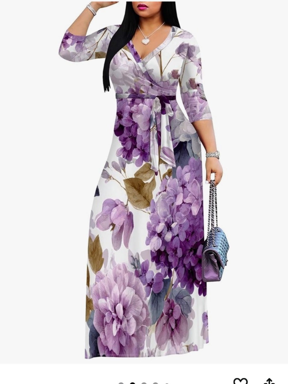 Purple Floral Wrap Maxi Dress
